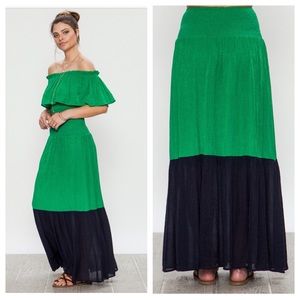 Two-Tone Gauze Maxi Skirt